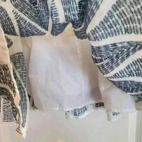 Lands' End White A-Line Skirt with Black Geometric Hem - Picture 8 of 8